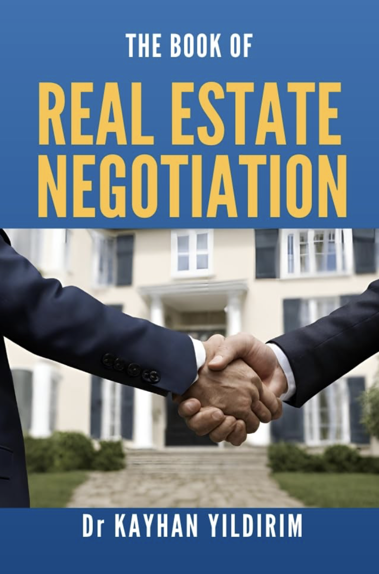 The Book of Real Estate Negotiation kitabının kapağı; yazar Dr. Kayhan Yıldırım