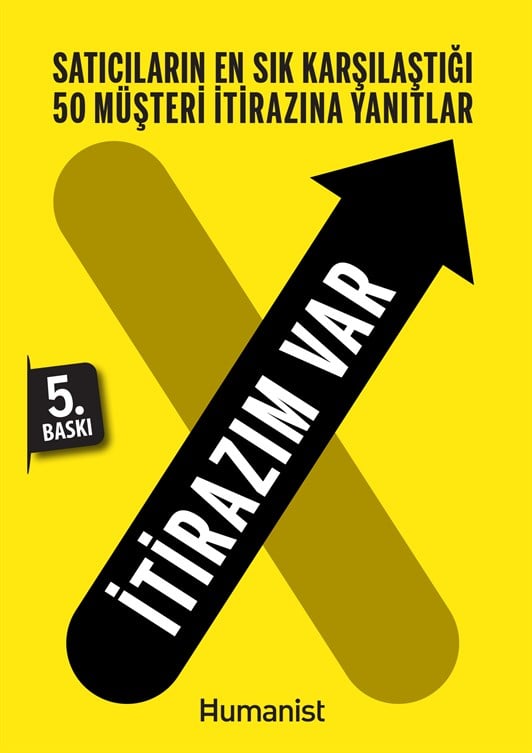 İtirazım Var kitabının sarı zeminli kapağı; Humanist yayını, 5. baskı